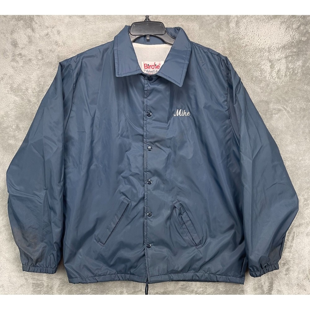 VTG Birdie by Richard A Leslie‎ Men's Windbreaker Jacket XL Blue Lined Snap Up